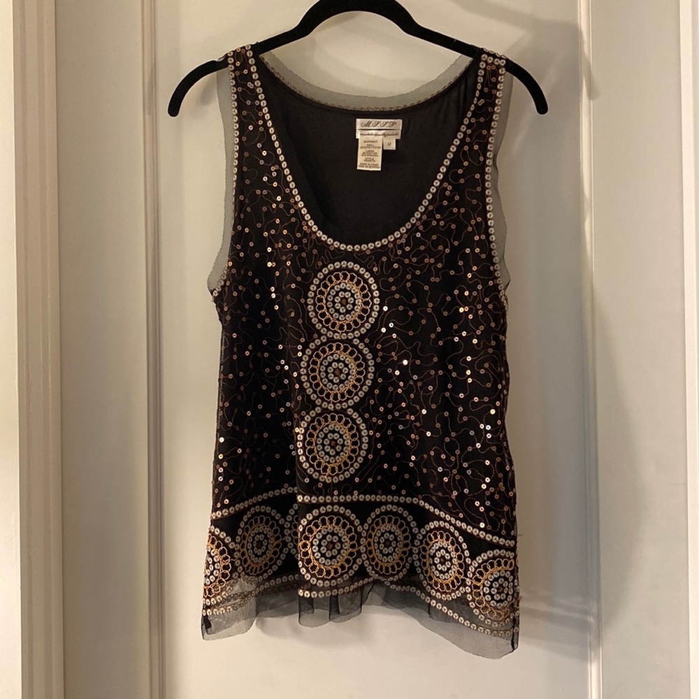 Black beaded mesh Top with lining